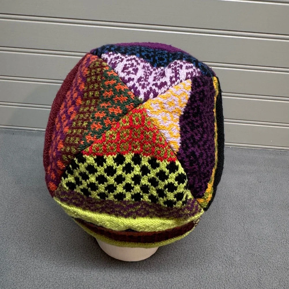 Solmate Socks Multi‎ Color Knit Patchwork Bucket Hat OS Boho Recycled Cotton